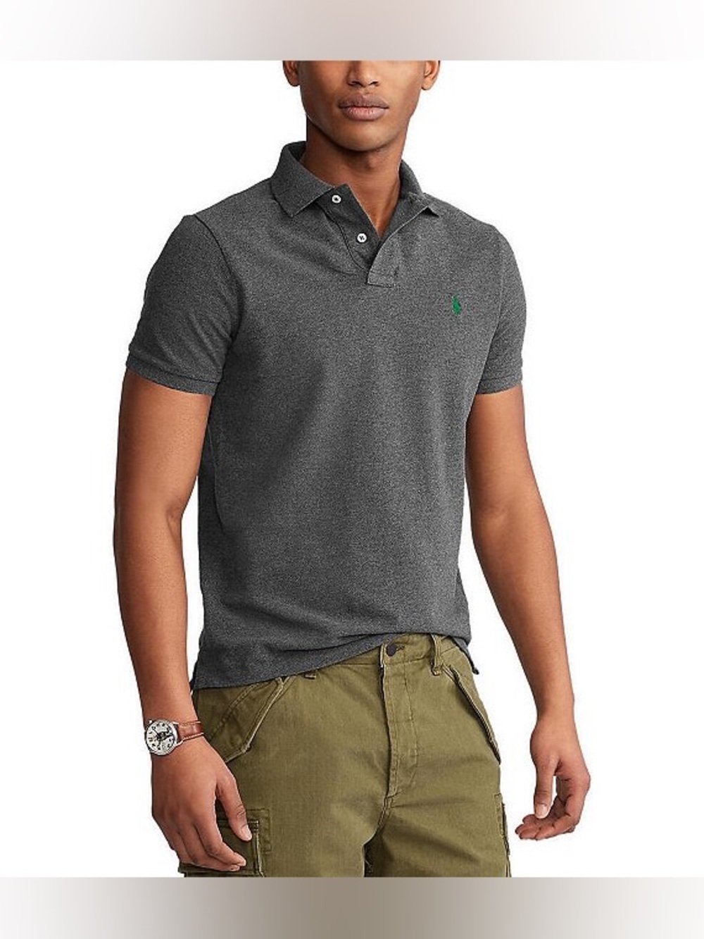 Ralph Lauren Short Sleeve Men's Polo Shirt Charcoal business casual classic pony - Picture 6 of 6